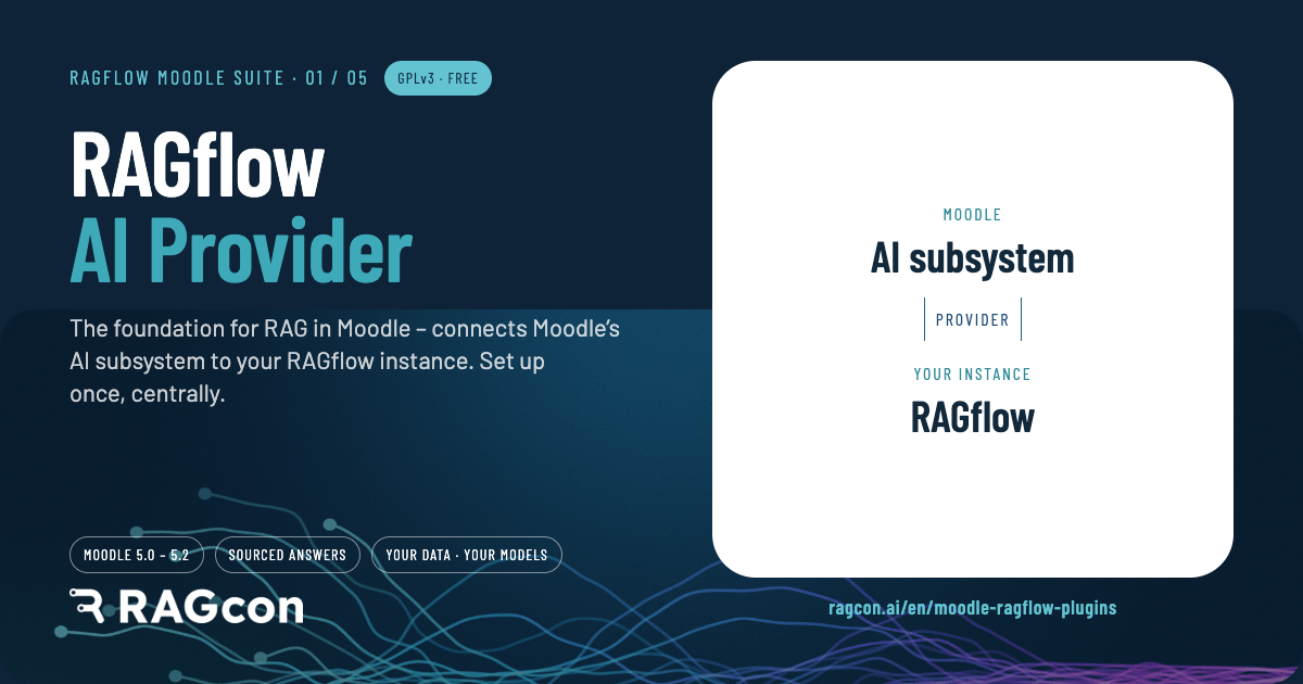 RAGflow AI Provider — the foundation for RAG in Moodle, connecting Moodle's AI subsystem to your RAGflow instance, set up once centrally